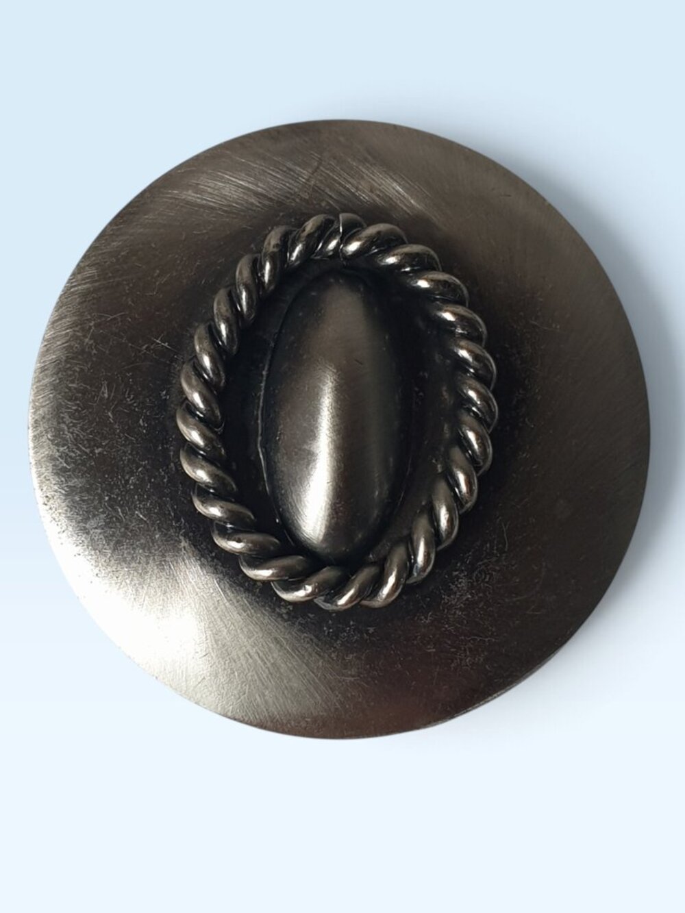 Unusual Vintage Abstract Shield Protective Amulet Pewter Brooch & Pendant